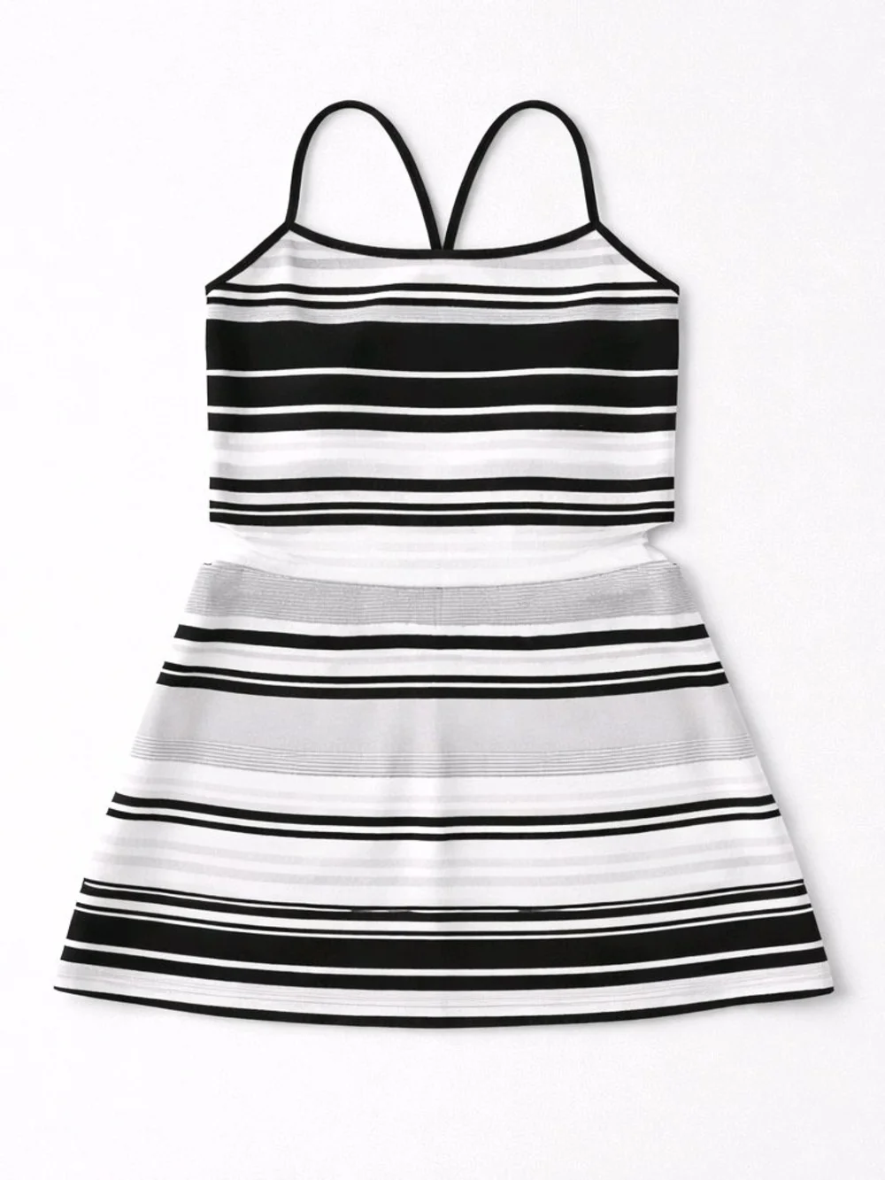Lululemon Power Y Tank Racerback Luon Lycra Shelf Bra Spaghetti Straps Striped